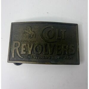 Vtg Belt Buckle Minted Brass Colt Revolvers Right Hand Western Cowboy England